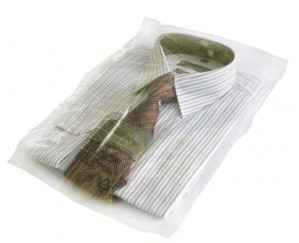 355x430+50mm(14"x17") - 30mic Clear Re-Sealable, Perforated & Registered PWN Poly Shirt  Bags
